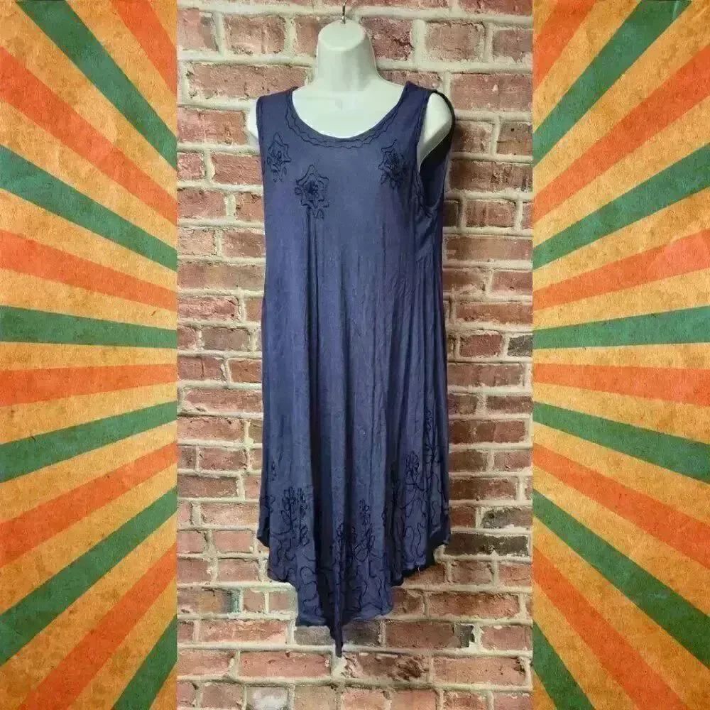 Vintage 90s Women's S.R. FASHION Sleeveless Floral Dress FREE SIZE (S‎ to L)